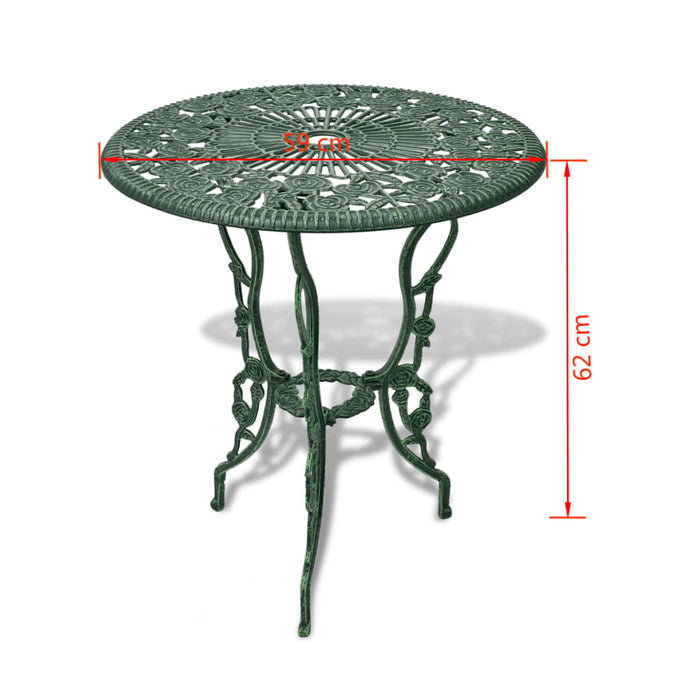 Set mobilier de bistro, 3 piese, verde, aluminiu turnat - WALTI WALTI