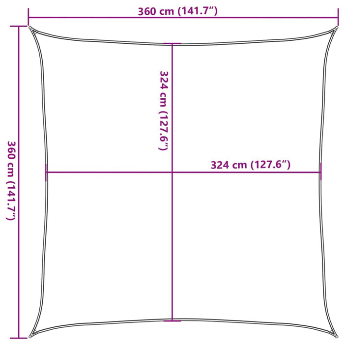 Pânză parasolar din HDPE pătrată, 3,6 x 3,6 x 3,6 m, crem - WALTI WALTI