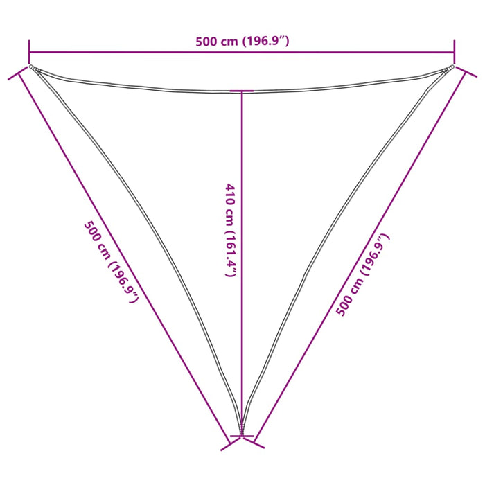 Parasolar din țesătură oxford, triunghiular, 5 x 5 x 5 m, bej - WALTI WALTI