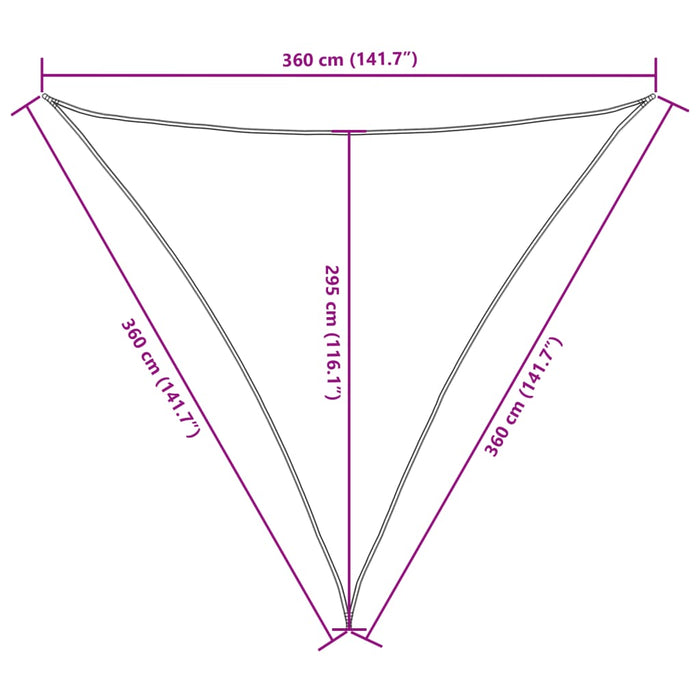 Parasolar din țesătură oxford triunghiular, 3,6x3,6x3,6 m, crem - WALTI WALTI