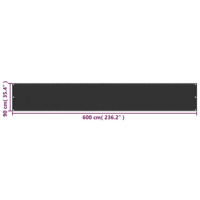 Prelată pentru balcon din HDPE, 90 x 600 cm, antracit - WALTI WALTI