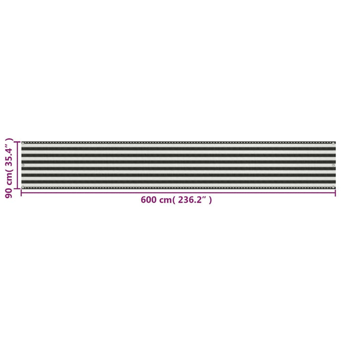 Prelată pentru balcon din HDPE, 90 x 600 cm, antracit și alb - WALTI WALTI
