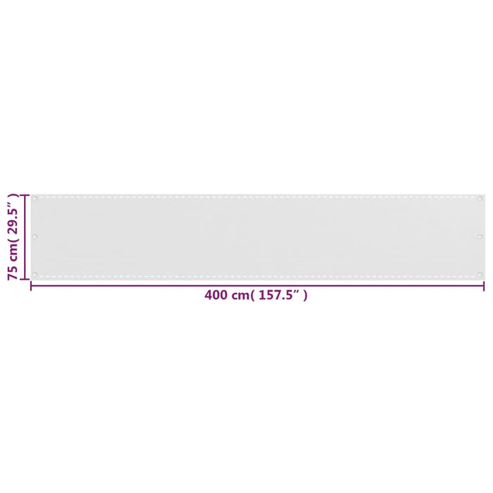 Prelată pentru balcon din HDPE 75 x 400 cm, alb WALTI
