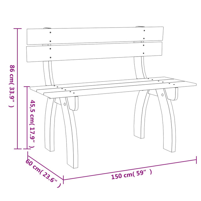 Bancă de grădină, 150 cm, lemn de pin tratat - WALTI WALTI