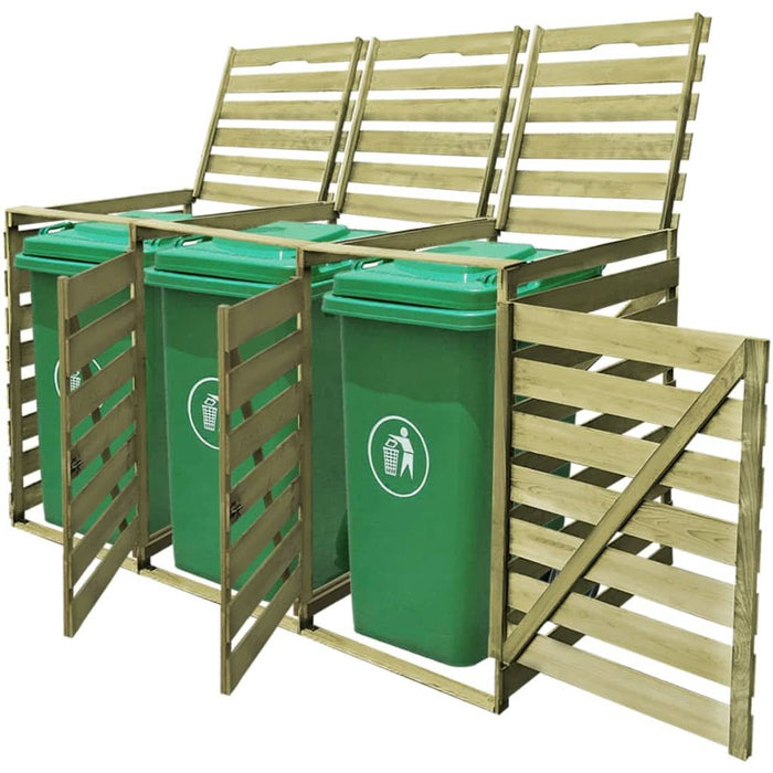 Magazie de pubele triplă, 240 L, lemn tratat - WALTI WALTI