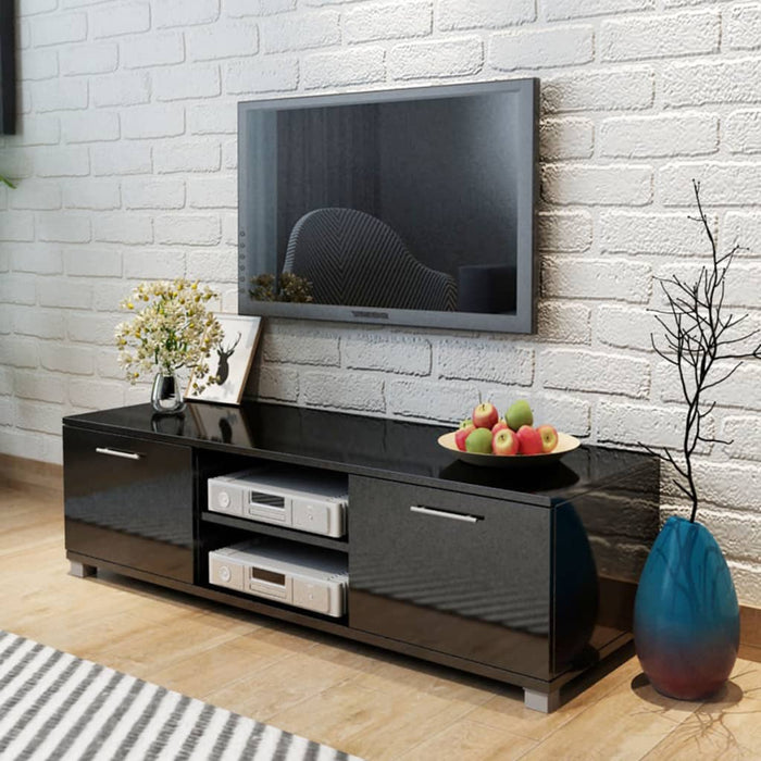 Dulap TV, negru extralucios, 120 x 40,5 x 35 cm WALTI