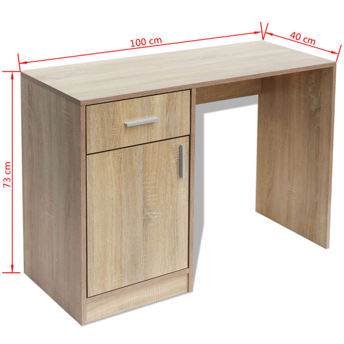 Birou cu sertar și dulap, 100 x 40 x 73 cm, culoare stejar - WALTI WALTI