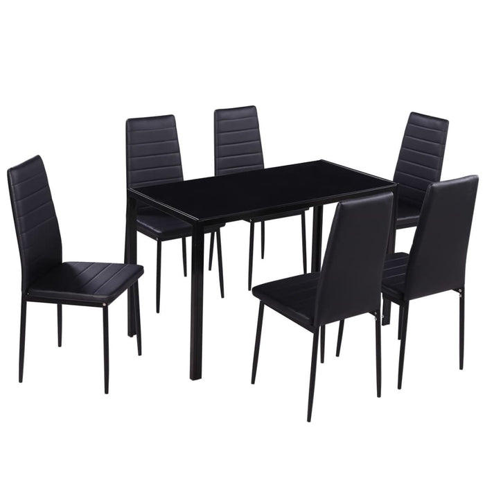 Set masă și scaune de bucătărie 7 piese, negru - WALTI WALTI