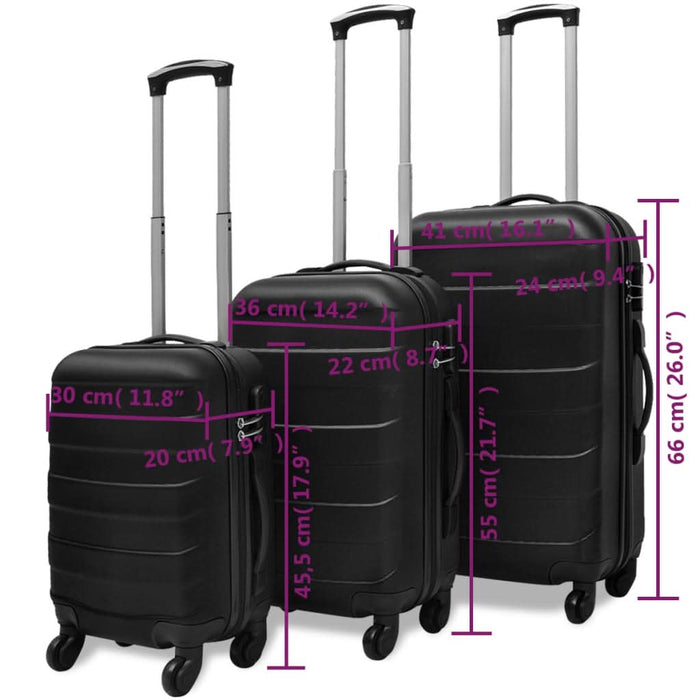 Set valize rigide, negru, 3 buc., 45,5/55/66 cm - WALTI WALTI