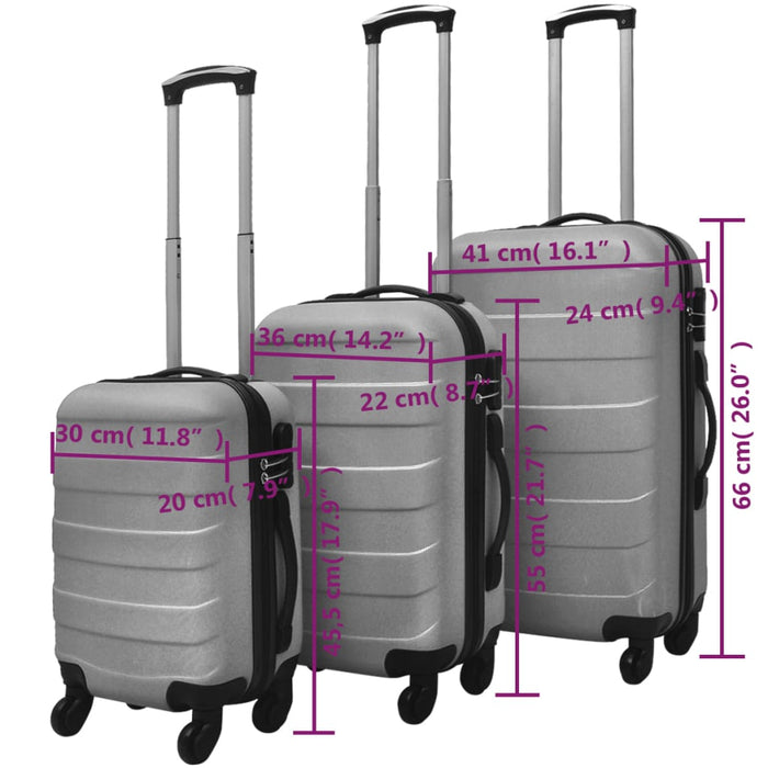 Set valize rigide, argintiu, 3 buc., 45,5/55/66 cm - WALTI WALTI