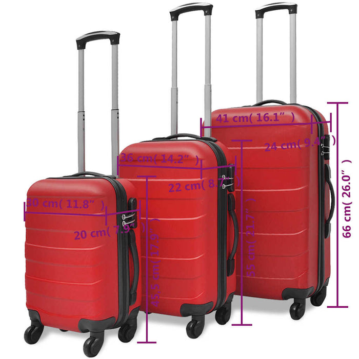 Set valize rigide, roșu, 3 buc., 45,5/55/66 cm - WALTI WALTI