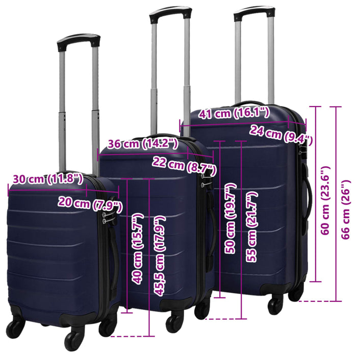 Set valize rigide, albastru, 3 buc., 45,5/55/66 cm - WALTI WALTI