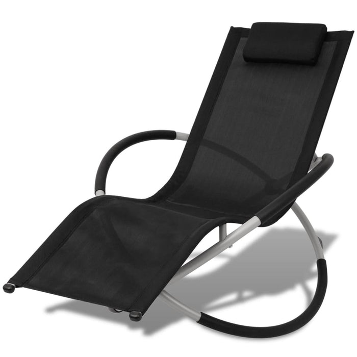 Șezlong de plajă geometric, negru și gri, oțel - WALTI WALTI