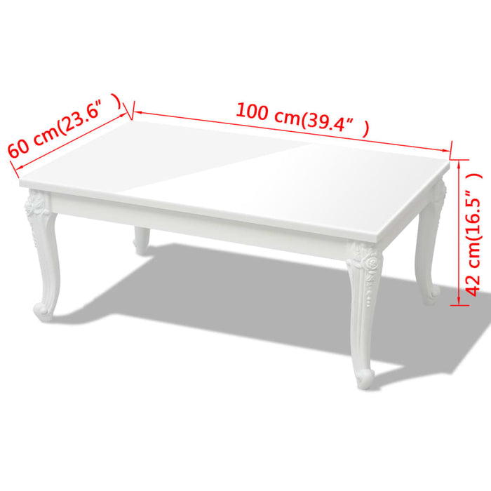 Măsuță de cafea din fibră de sticlă lucioasă 100x60x42 cm albă - WALTI WALTI