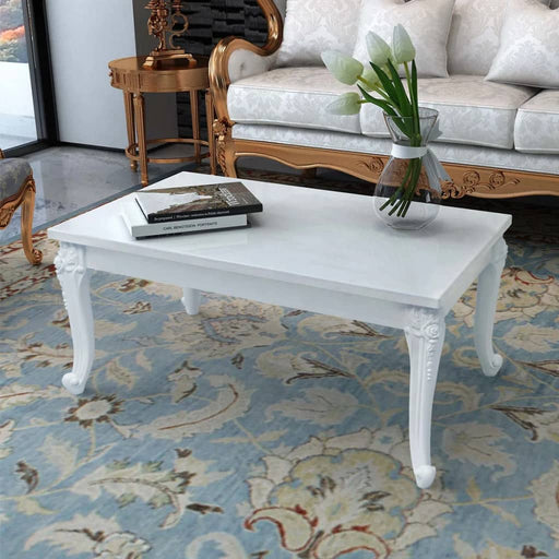 Măsuță de cafea din fibră de sticlă lucioasă 100x60x42 cm albă - WALTI WALTI