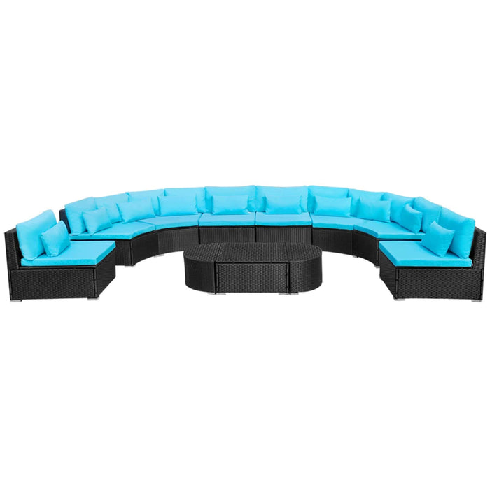 Set canapea rotundă 11 pcs albastru poliratan WALTI