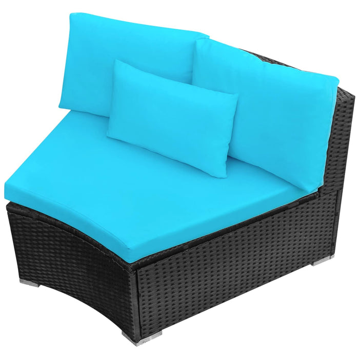 Set canapea rotundă 11 pcs albastru poliratan WALTI