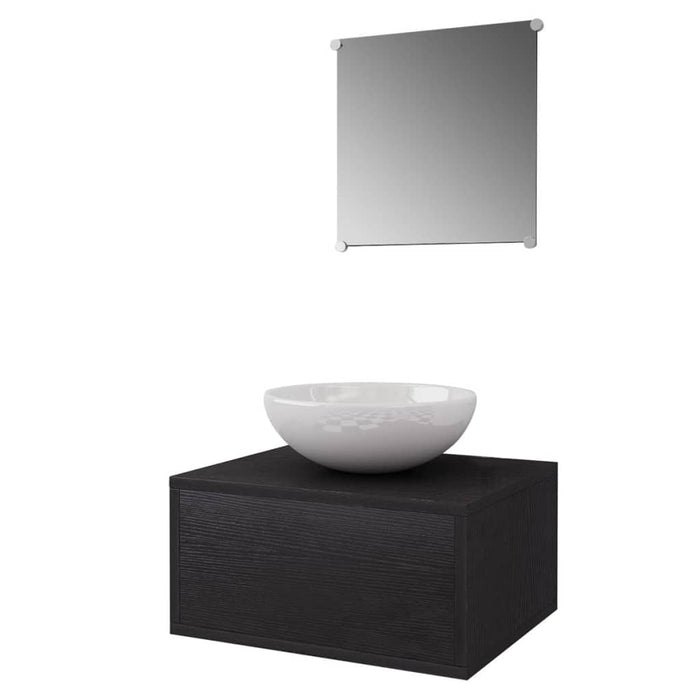 Set mobilier baie 4 piese cu chiuvetă și robinet incluse, Negru - WALTI WALTI