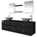 Set mobilier de baie, 9 piese, cu chiuvetă și robinet, negru - WALTI WALTI