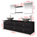 Set mobilier de baie, 9 piese, cu chiuvetă și robinet, negru - WALTI WALTI