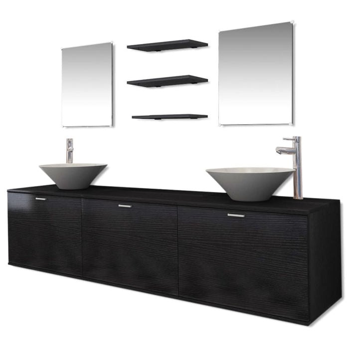 Set mobilier baie 10 piese, chiuvete și robinete incluse, negru - WALTI WALTI