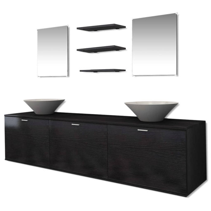 Set mobilier baie 10 piese, chiuvete și robinete incluse, negru - WALTI WALTI