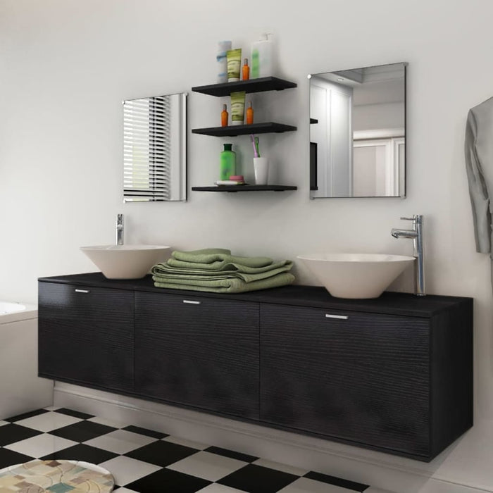 Set mobilier baie 10 piese, chiuvete și robinete incluse, negru - WALTI WALTI