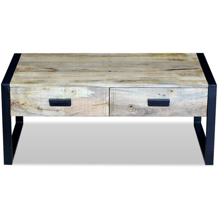 Masă cafea cu 2 sertare din lemn solid de mango, 100x60x40 cm - WALTI WALTI