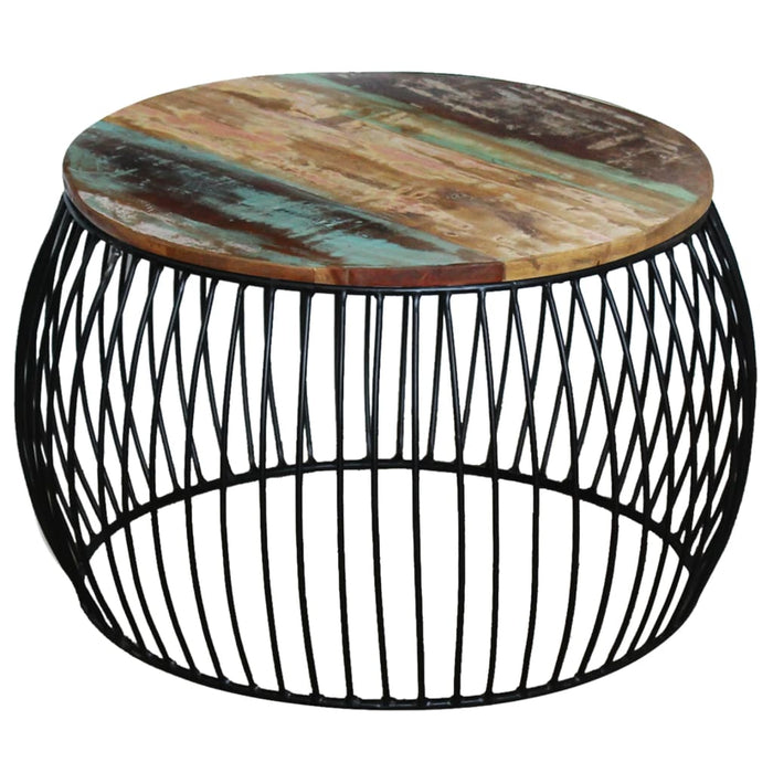 Măsuță de cafea, 68x37 cm, lemn masiv reciclat, rotund - WALTI WALTI
