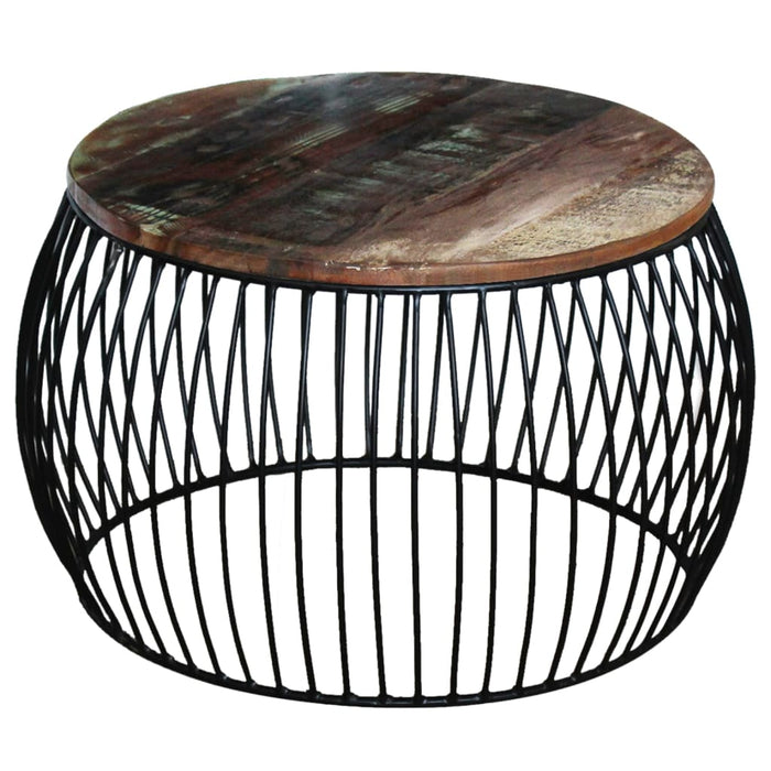 Măsuță de cafea, 68x37 cm, lemn masiv reciclat, rotund - WALTI WALTI