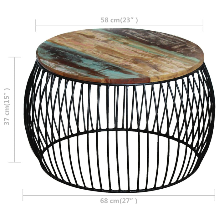 Măsuță de cafea, 68x37 cm, lemn masiv reciclat, rotund - WALTI WALTI