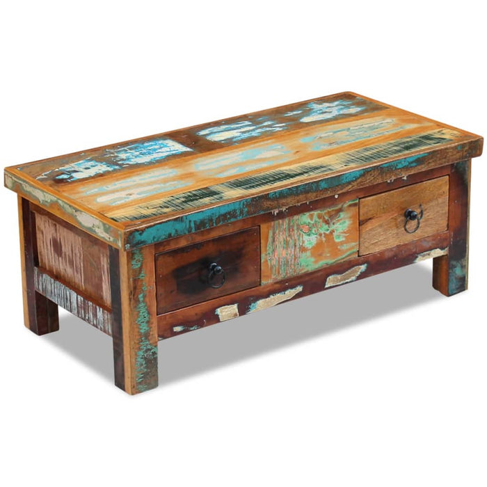 Măsuță de cafea cu sertare, 90x45x35 cm, lemn solid reciclat - WALTI WALTI