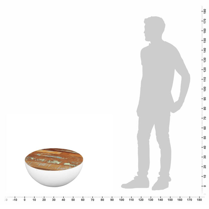 Măsuță de cafea în formă de bol 60x60x30 cm lemn masiv reciclat - WALTI WALTI