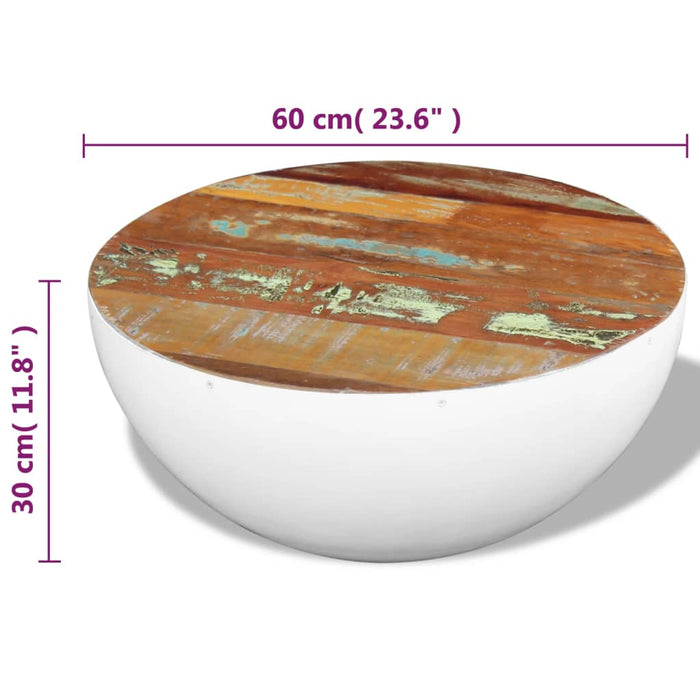 Măsuță de cafea în formă de bol 60x60x30 cm lemn masiv reciclat - WALTI WALTI
