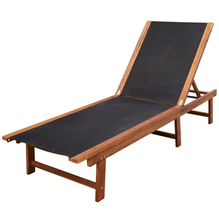Șezlonguri de plajă cu masă 2 buc. lemn masiv acacia textilenă WALTI