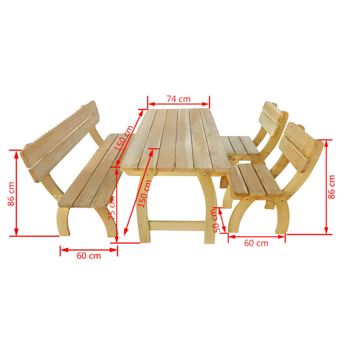 Set mobilier de exterior, 4 piese, lemn de pin tratat - WALTI WALTI