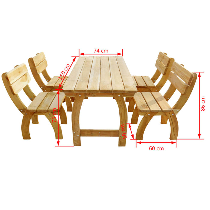 Set mobilier de exterior, 5 piese, lemn de pin tratat - WALTI WALTI