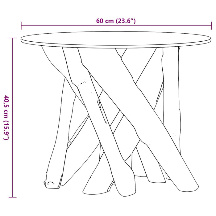 Măsuță de cafea, 60 cm, lemn masiv de tec erodat - WALTI WALTI