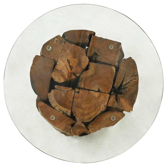 Măsuță de cafea, 60 cm, lemn masiv de tec erodat - WALTI WALTI