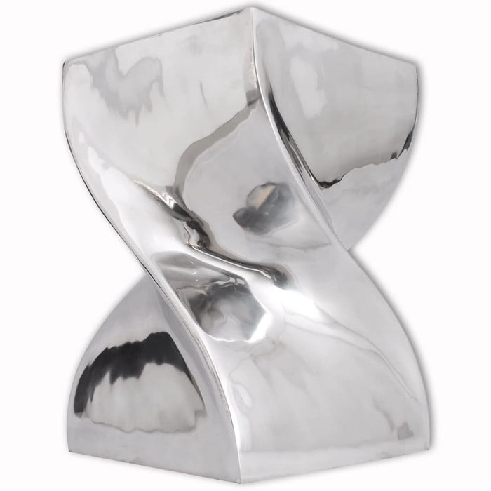Scaun/Masă laterală cu formă răsucită, aluminiu, argintiu WALTI