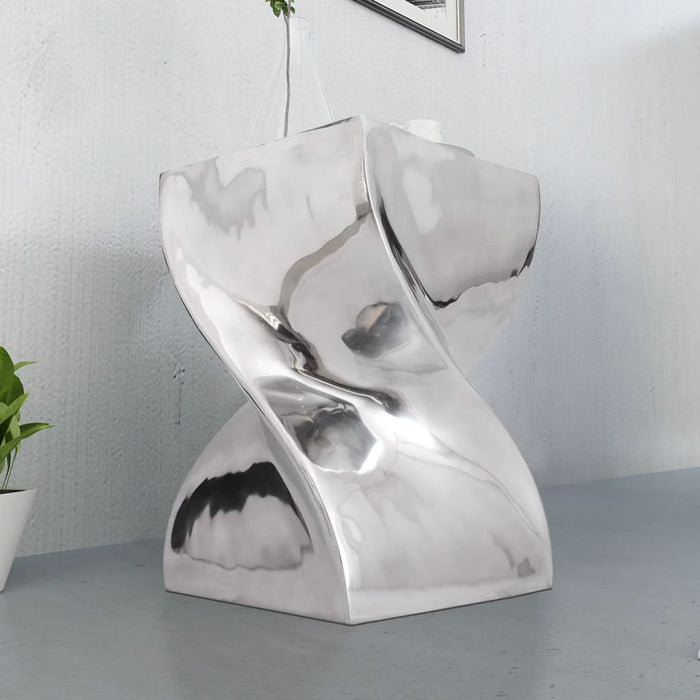 Scaun/Masă laterală cu formă răsucită, aluminiu, argintiu WALTI