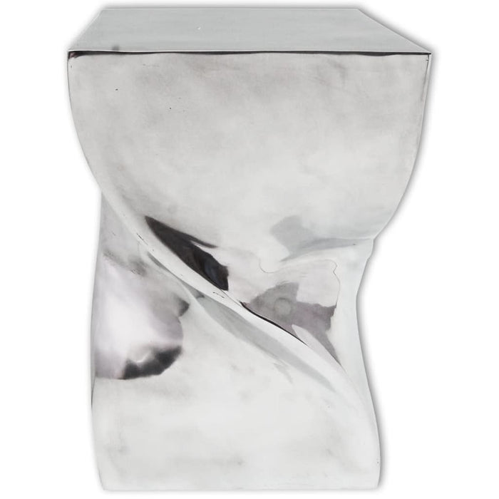 Scaun/Masă laterală cu formă răsucită, aluminiu, argintiu WALTI