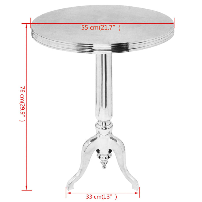 Masă laterală rotundă din aluminiu, argintiu WALTI