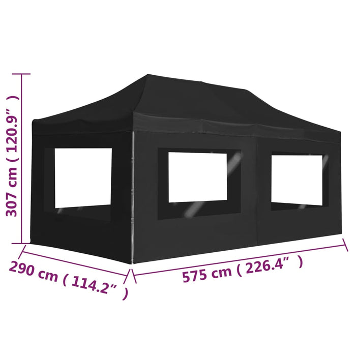 Cort de petrecere pliabil cu pereți, antracit, 6x3 m, aluminiu WALTI