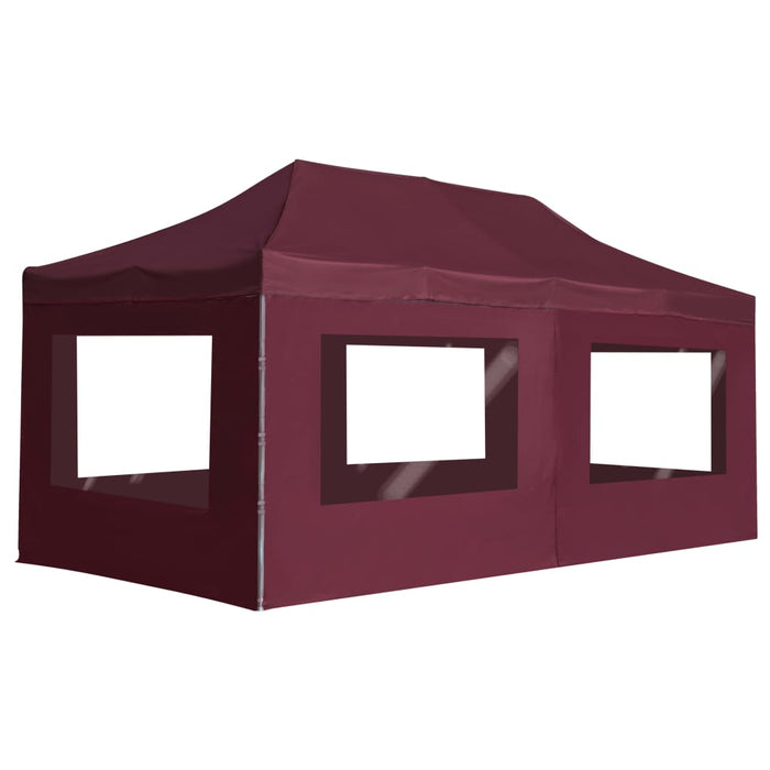 Cort de petrecere pliabil cu pereți, roșu vin, 6x3 m, aluminiu - WALTI WALTI