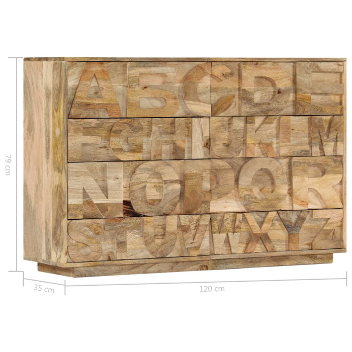 Comodă alfabet cu 6 sertare, 120x35x79 cm, lemn masiv de mango WALTI