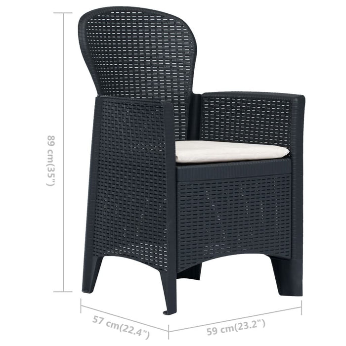 Scaune de grădină cu perne 2 buc. antracit plastic aspect ratan - WALTI WALTI