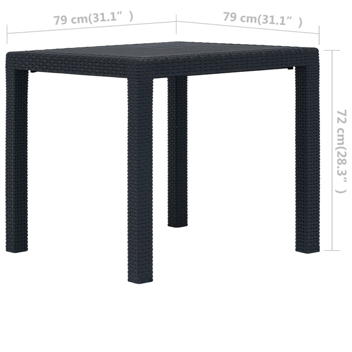 Masă de grădină, antracit, 79x79x72 cm, plastic, aspect ratan - WALTI WALTI