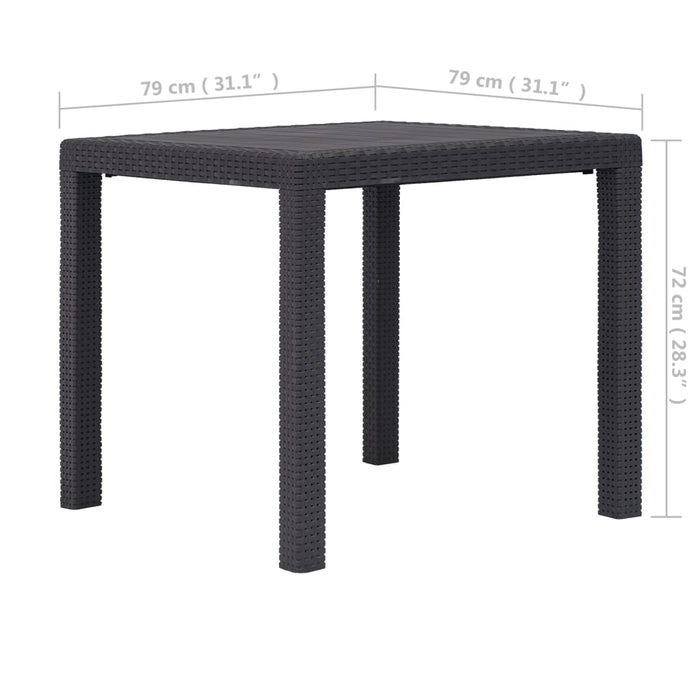 Masă de grădină, maro, 79x79x72 cm, plastic, aspect ratan - WALTI WALTI