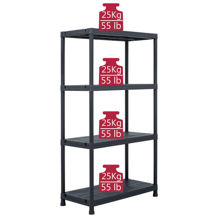 Raft de depozitare, negru, 60 x 30 x 138 cm, plastic, 100 kg - WALTI WALTI
